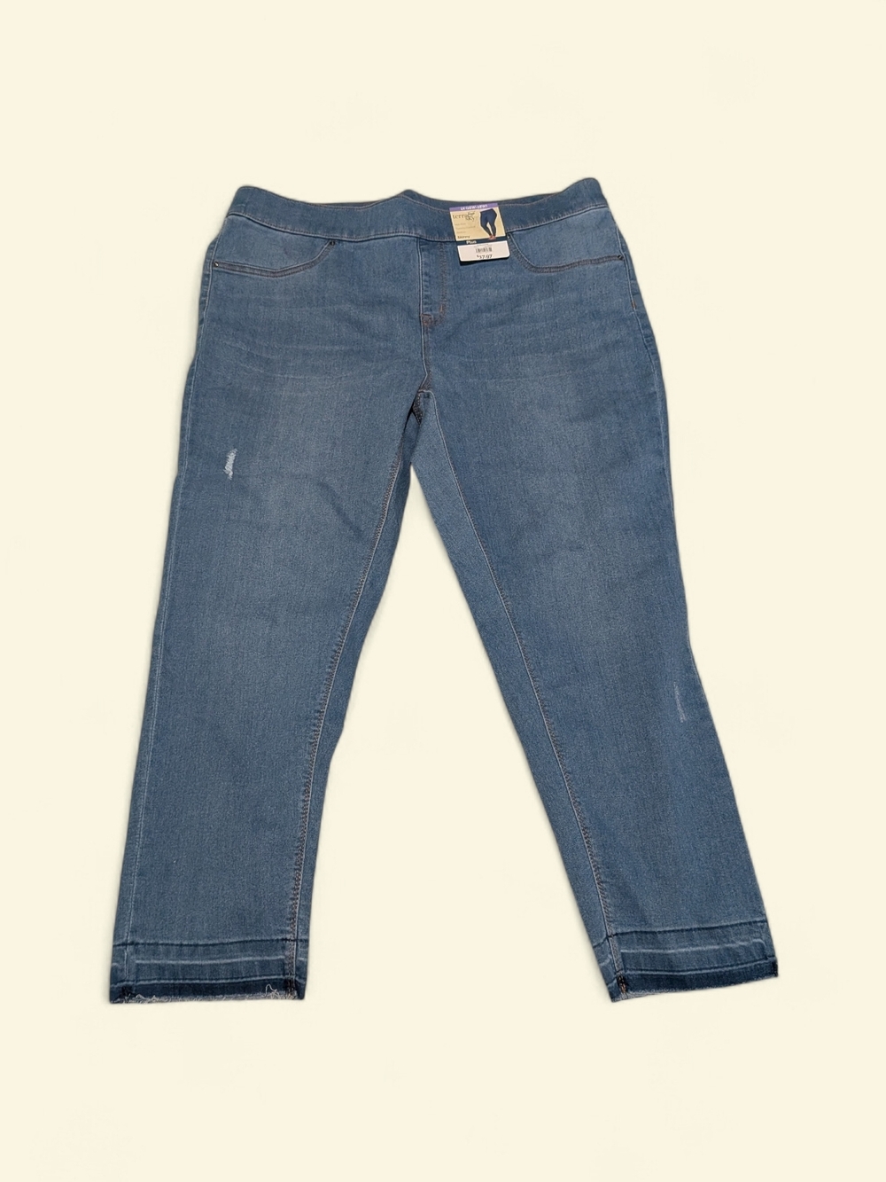 Terra & Sky Light Blue Cropped Stretch Denim Jeans 1x (16w-18w)